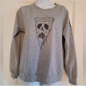 Rest In Pizza Heather Grey Pullover Sweatshirt, Size Medium